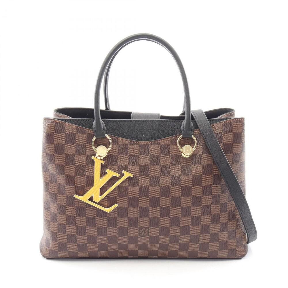 Louis Vuitton LV Riverside Damier Ebene Noir 2-Way Handbag, Coated Canvas Lea...
